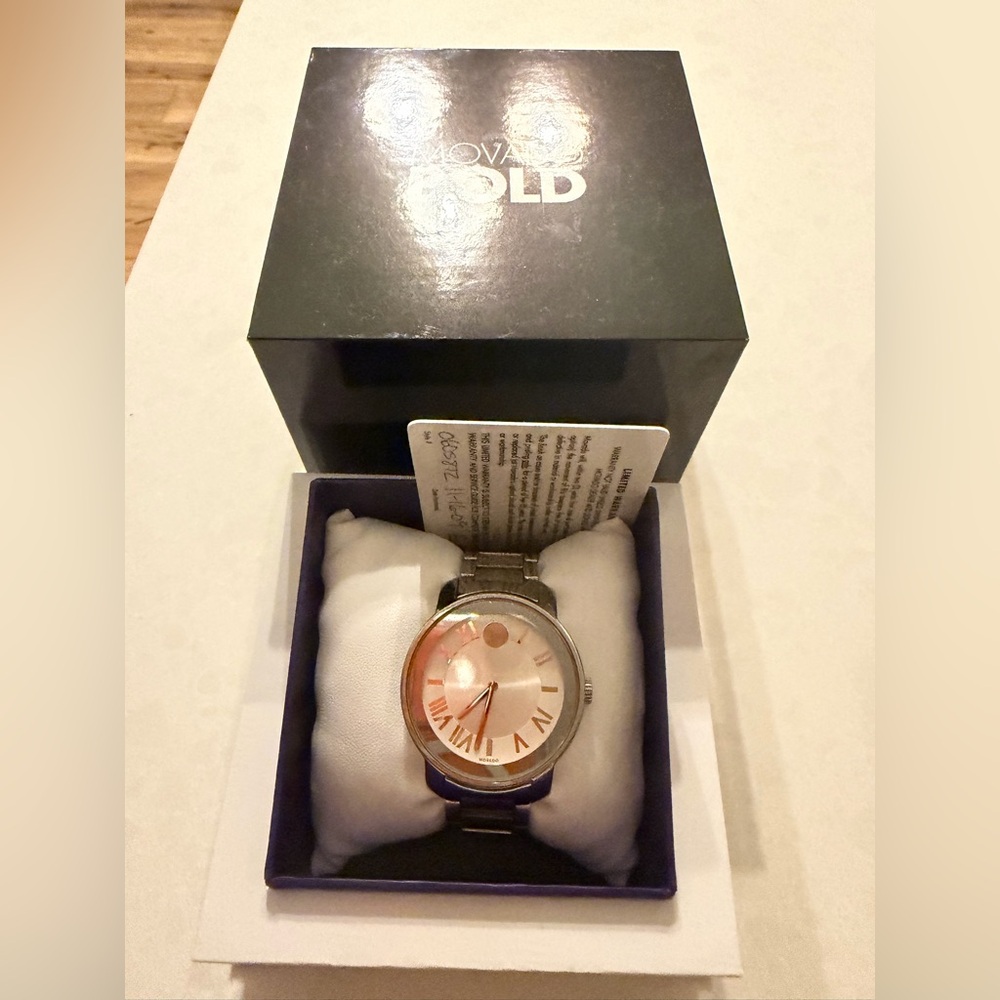 Movado Bold Watch Silver and Rose Gold